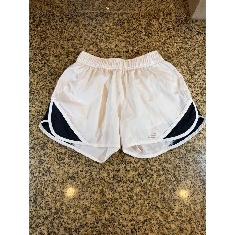 BCG Womens Running Shorts XS White‎ Black Mesh Trim Athletic Gym Workout XS